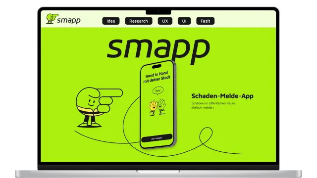 Screenshot einer Projektwebsite zur Case Study smapp