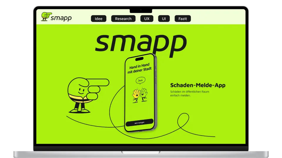 Screenshot einer Projektwebsite zur Case Study smapp